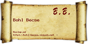 Bohl Becse névjegykártya